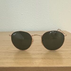 Ray-Ban Round Metal Sunglasses - Gold Frame, Dark Green Lenses